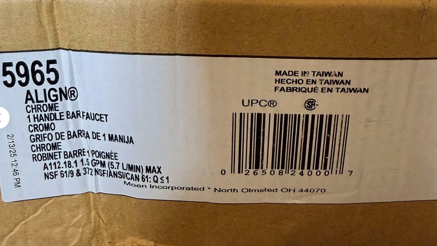 Moen 5965 Align Chrome One-Handle Pulldown Bar Faucet with Power Clean
