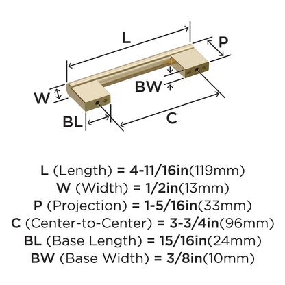 Amerock BP36912BBZ 3 3/4" Center to Center Cabinet Pull in Golden Champagne