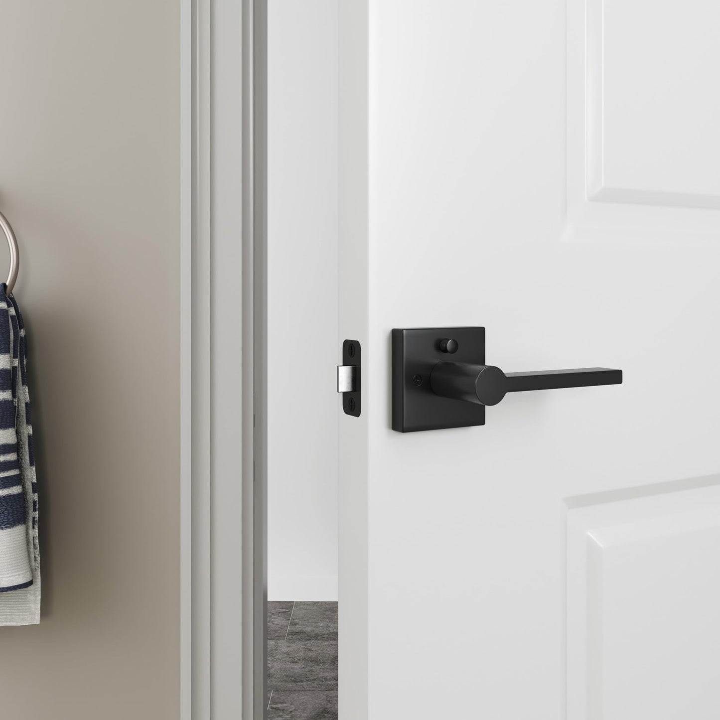 Miseno MLK3022 Lorton Flat Bar Privacy Door Lever Set - Satin Brass