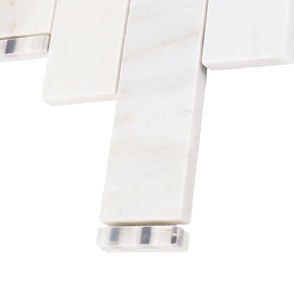 TileHQ Random Linear Mosaic in First Snow Elegance with Polished Finish