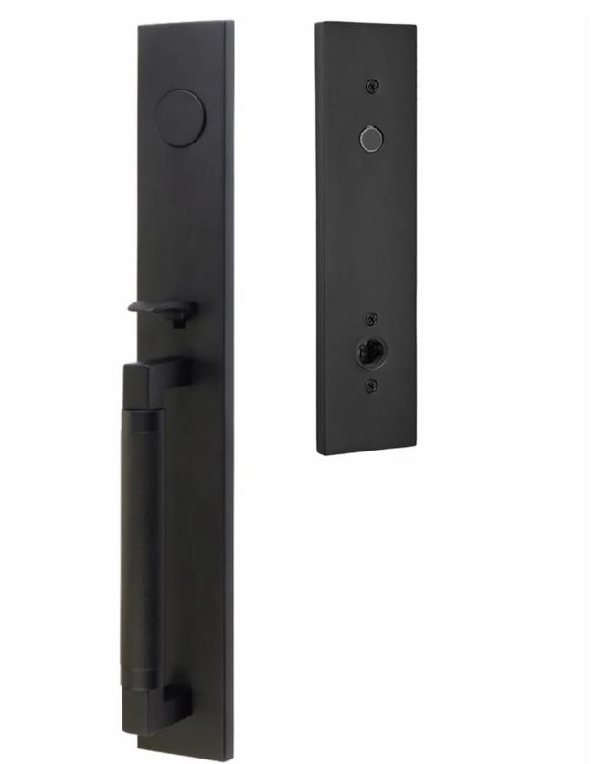 EMTEK 4209HLORHUS19 Dummy Hercules Knurled Helios Lever Set Flat Black
