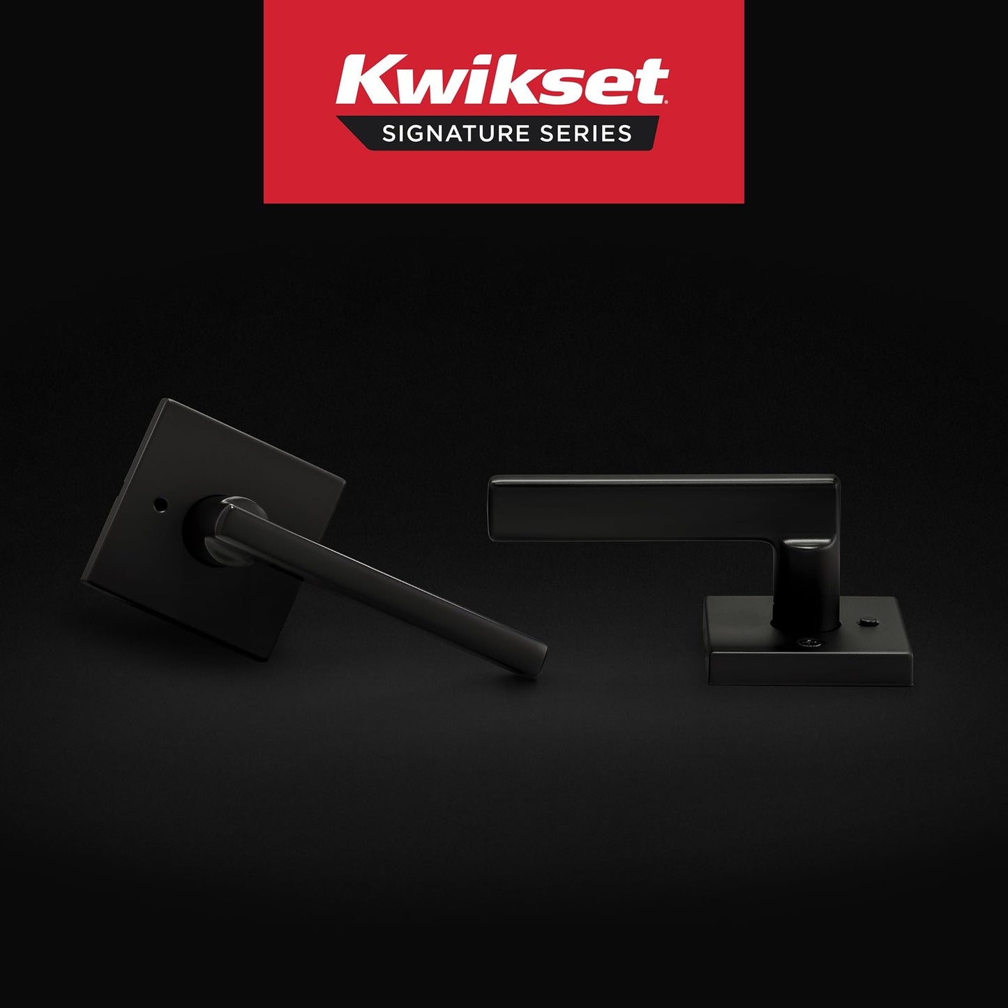 Kwikset 730HFLSQT-514 Halifax Interior Privacy Door Lever Matte Black Reversible