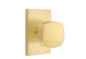 EMTEK Modern Rectangular Rosette Dummy, Freestone Square Knob - Satin Brass