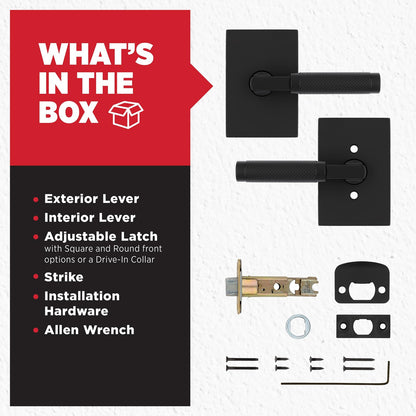 Kwikset 720PVLRCT-514 Prava Interior Passage Door Knurled Reversible Matte Black