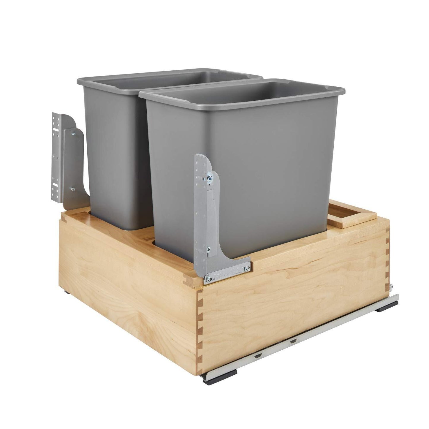 Rev A Shelf 4WC-24DM2SC Heavy Duty Double 30 Quart Mounted Pullout Container Bin