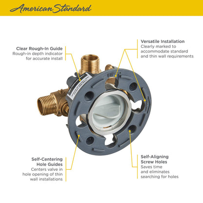 American Standard RU101SS Flash Shower Rough-in Valve w/Universal Inlets&Outlets