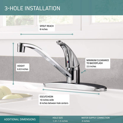 Peerless P110LF, Single-Handle Kitchen Sink Faucet, Chrome