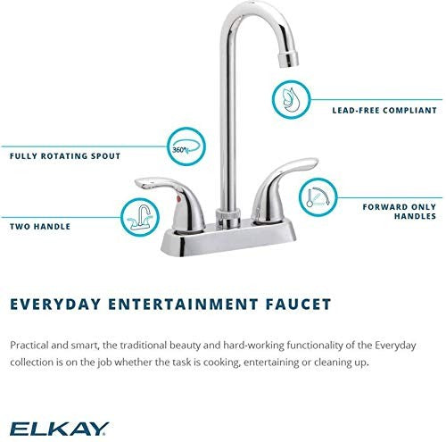 Elkay Everyday LK2477CR Deck Mount Bar Faucet with Lever Handles, Chrome