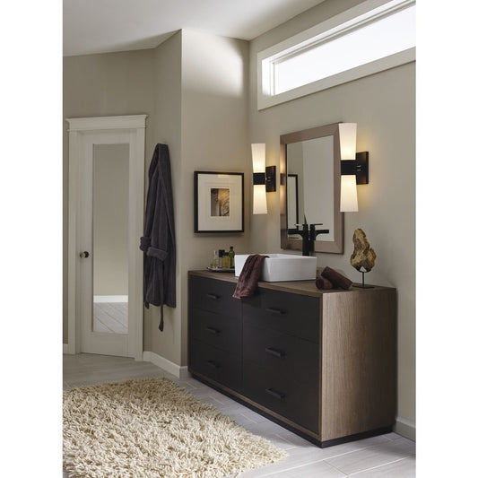 Progress Lighting P300062-031 Etched Opal Glass Modern Bath Vanity Light Black