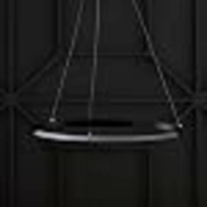 JONATHAN Y 15.75" Matte Black Modern LED Pendant Dimmable Round JYL7202A