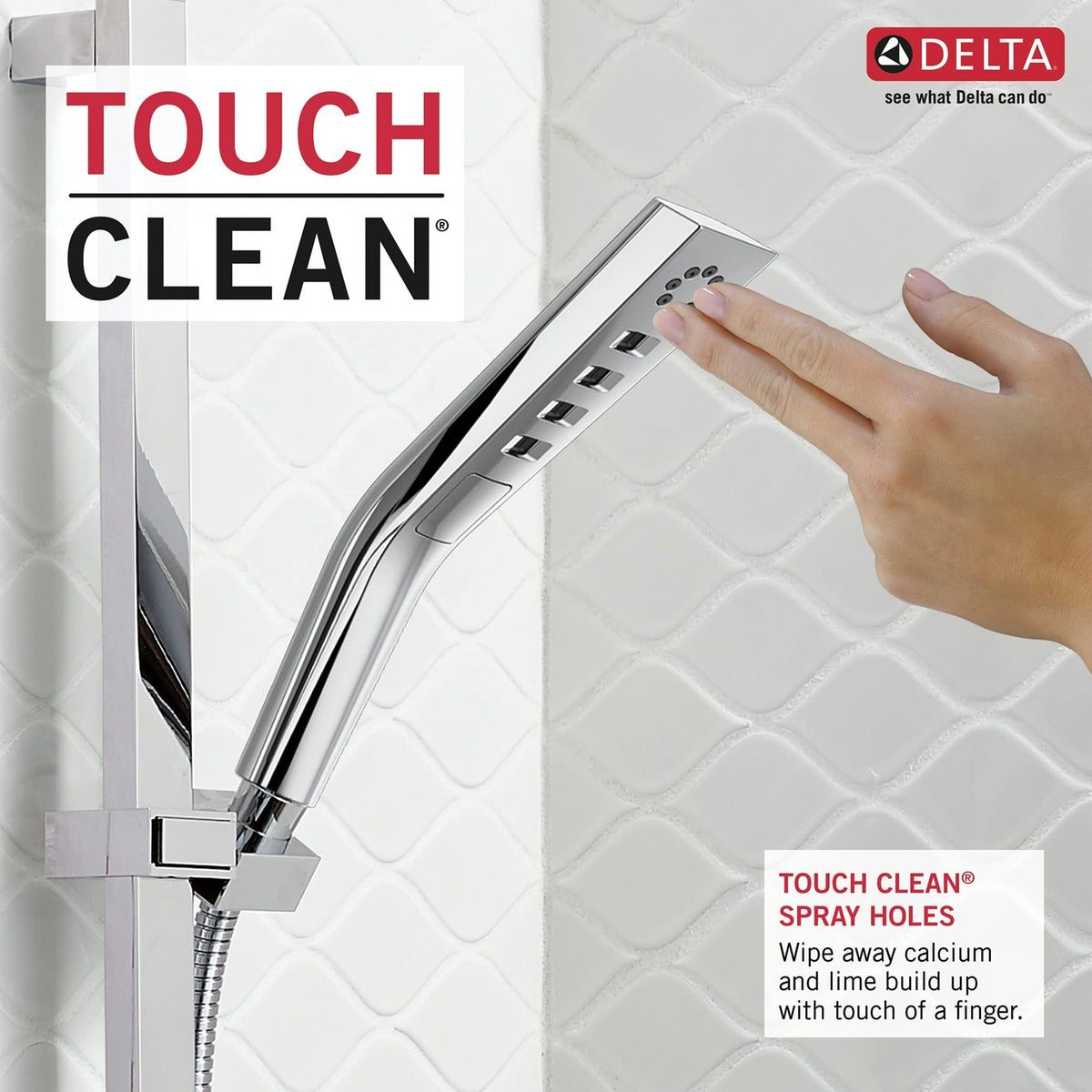 Delta 51799-PR 3-Spray H2Okinetic Slide Bar Hand Shower w/Hose Lumicoat Chrome