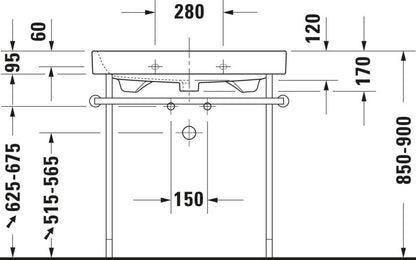Duravit 0030771000 Metal console Happy D. 2 for washb. 231880, heigh adj. Chrome