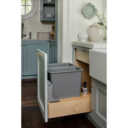 Rev A Shelf 4WC-24DM2SC Heavy Duty Double 30 Quart Mounted Pullout Container Bin