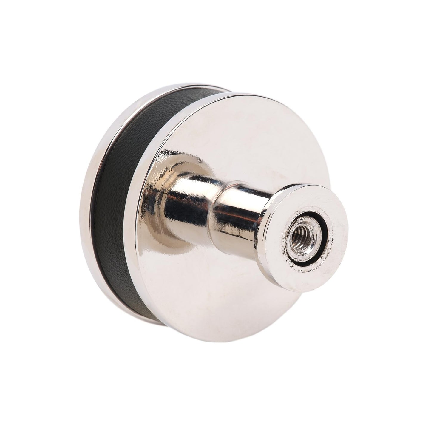 Signature Hardware 489565 Lazzara 1-1/2" Black Leather Mushroom Knob-SatinNickel