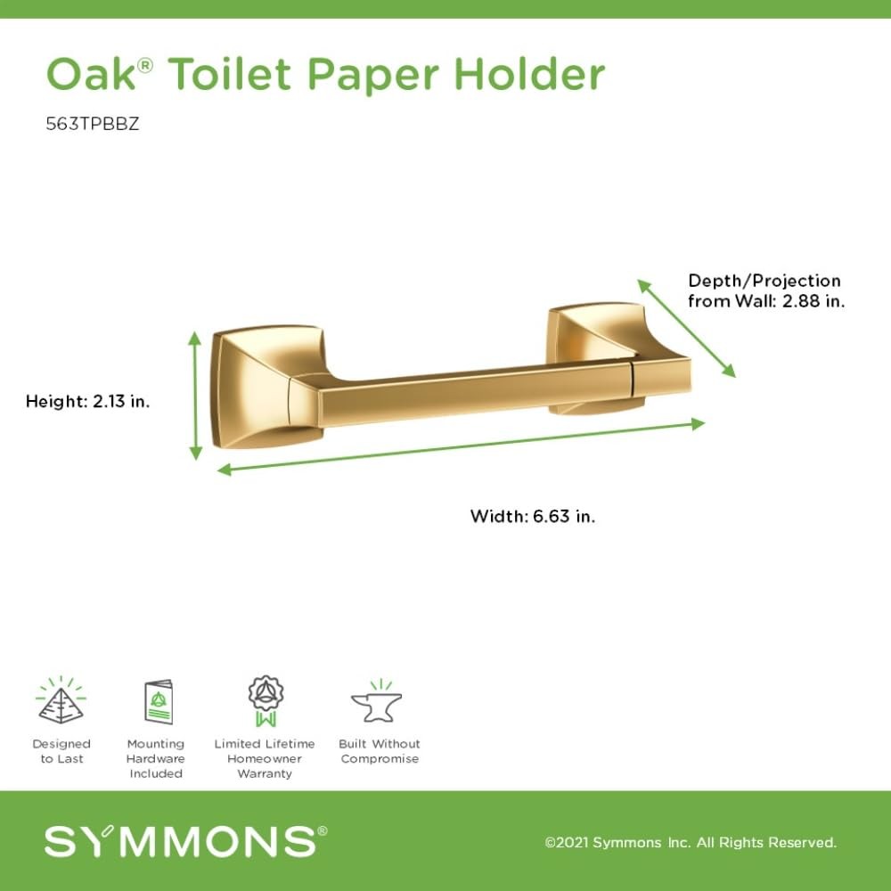 Symmons 563TPBBZ Oak Wall Mounted Toilet Paper Holder Brushed Bronze