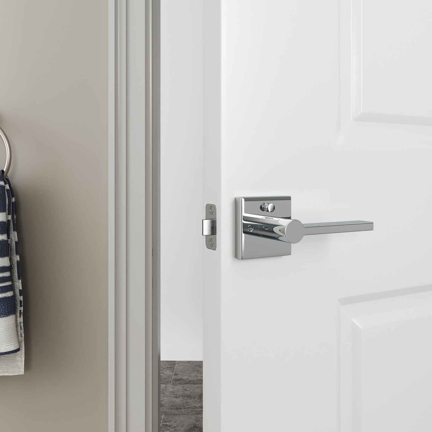 Miseno MLK3022 Lorton Flat Bar Privacy Door Lever Set - Satin Brass