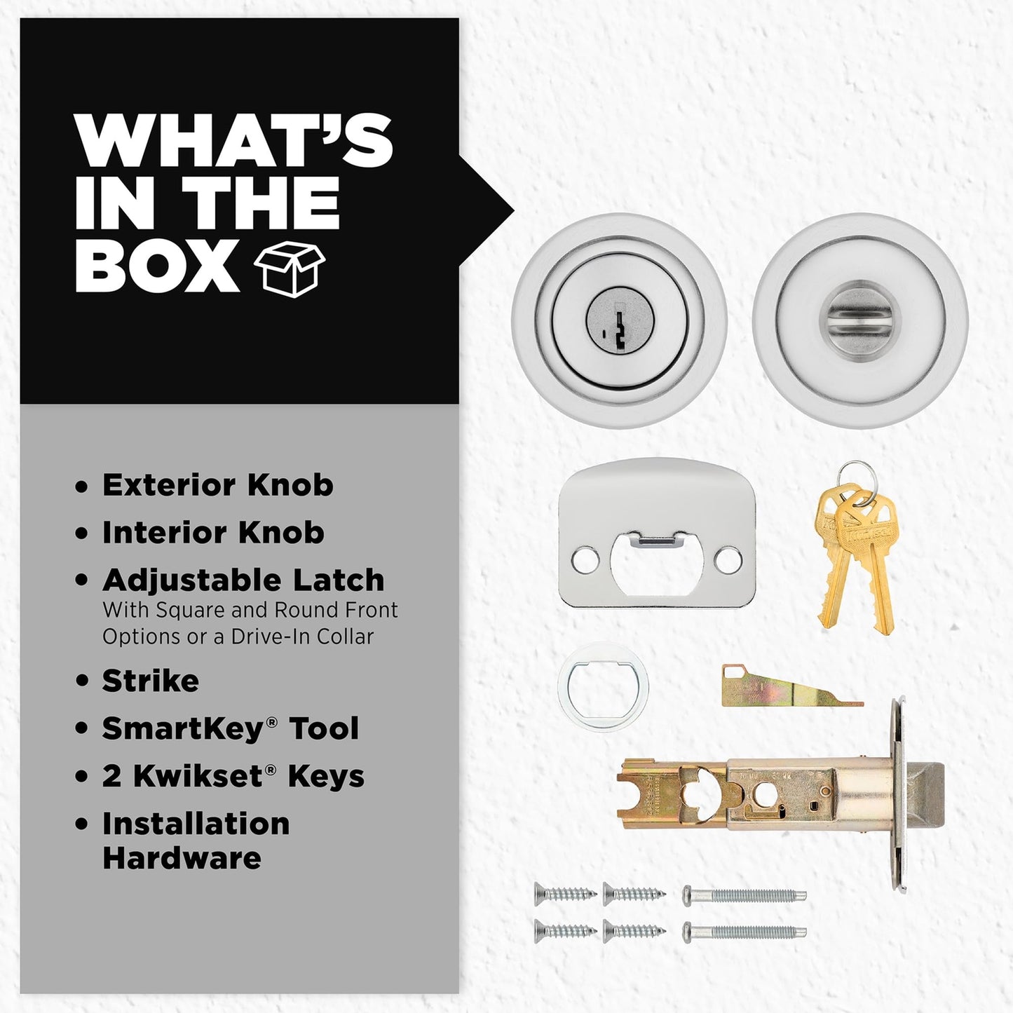 Kwikset Tylo Entry Door Knob, Keyed Handle Exterior Doorknob, Satin Chrome,