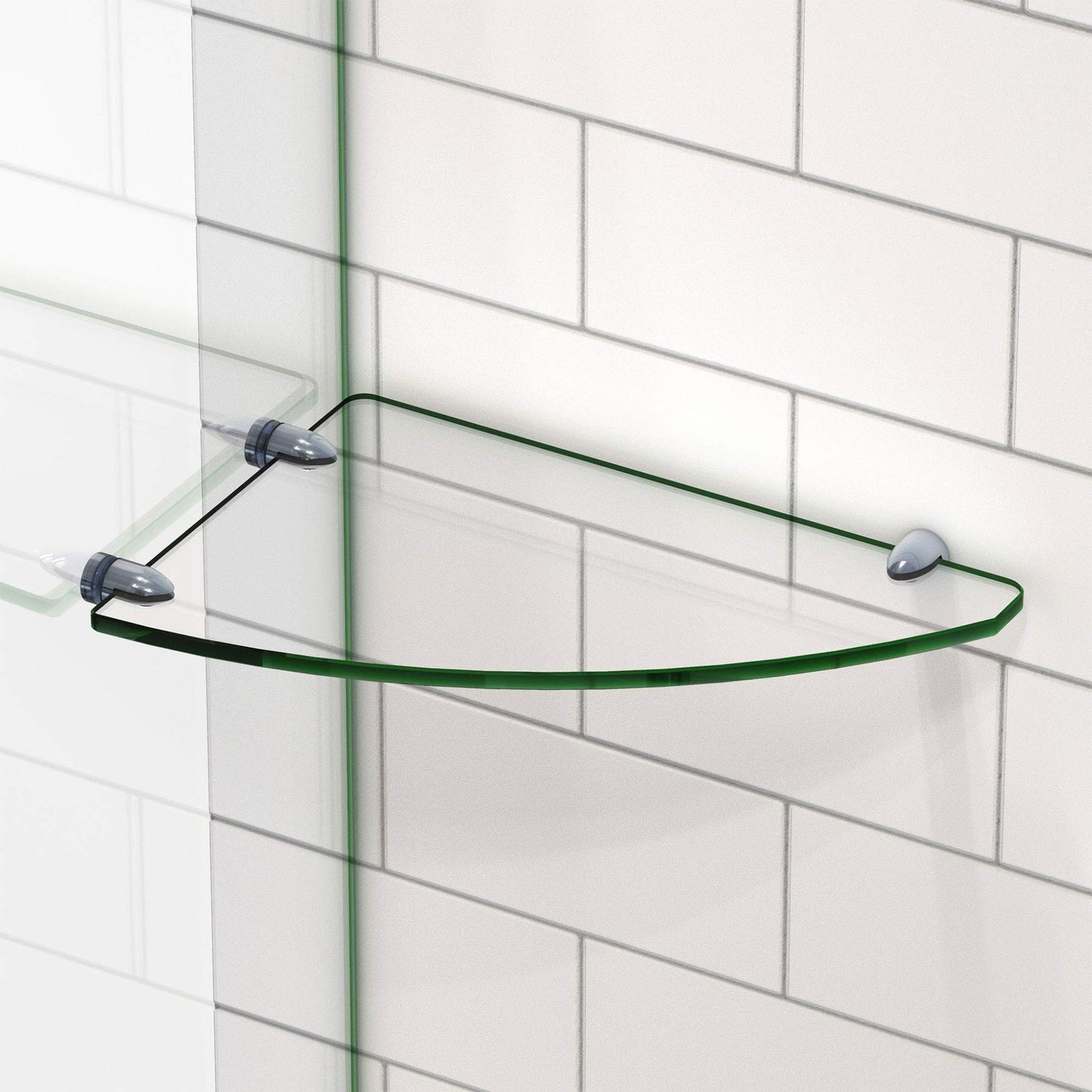 DreamLine GLSH-4100-01 12 in. x 8 in. Corner Glass Shelf in Chrome