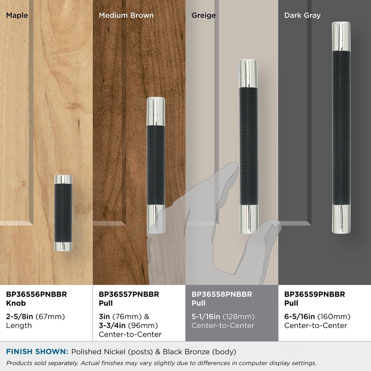 Amerock BP36558PNBBR Cabinet Pull Polished Nickel/Black Bronze 5-1/16" C2