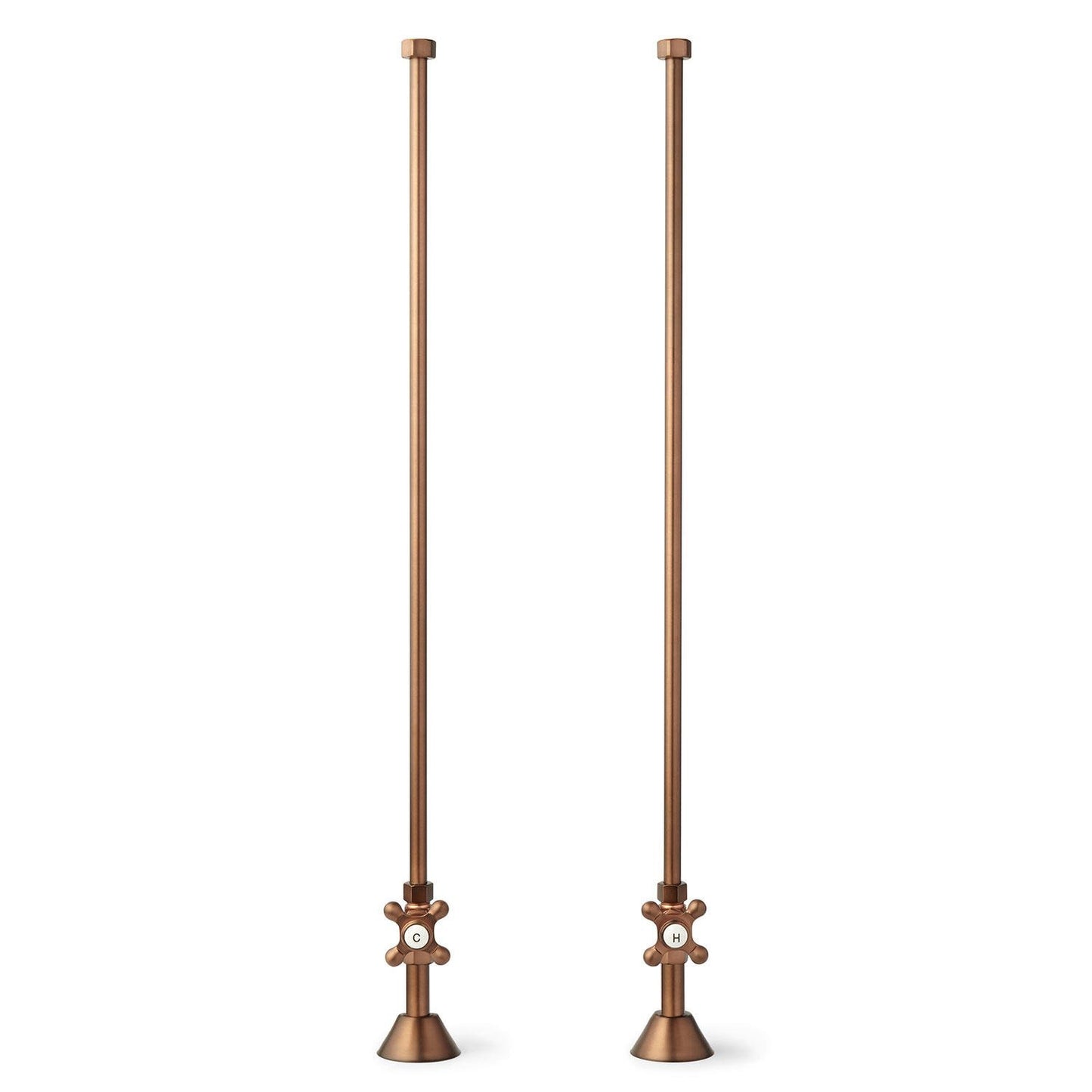 Signature Hardware 158040 Deck-Mount Supply Cross Handle Stops - Brushed Nickel