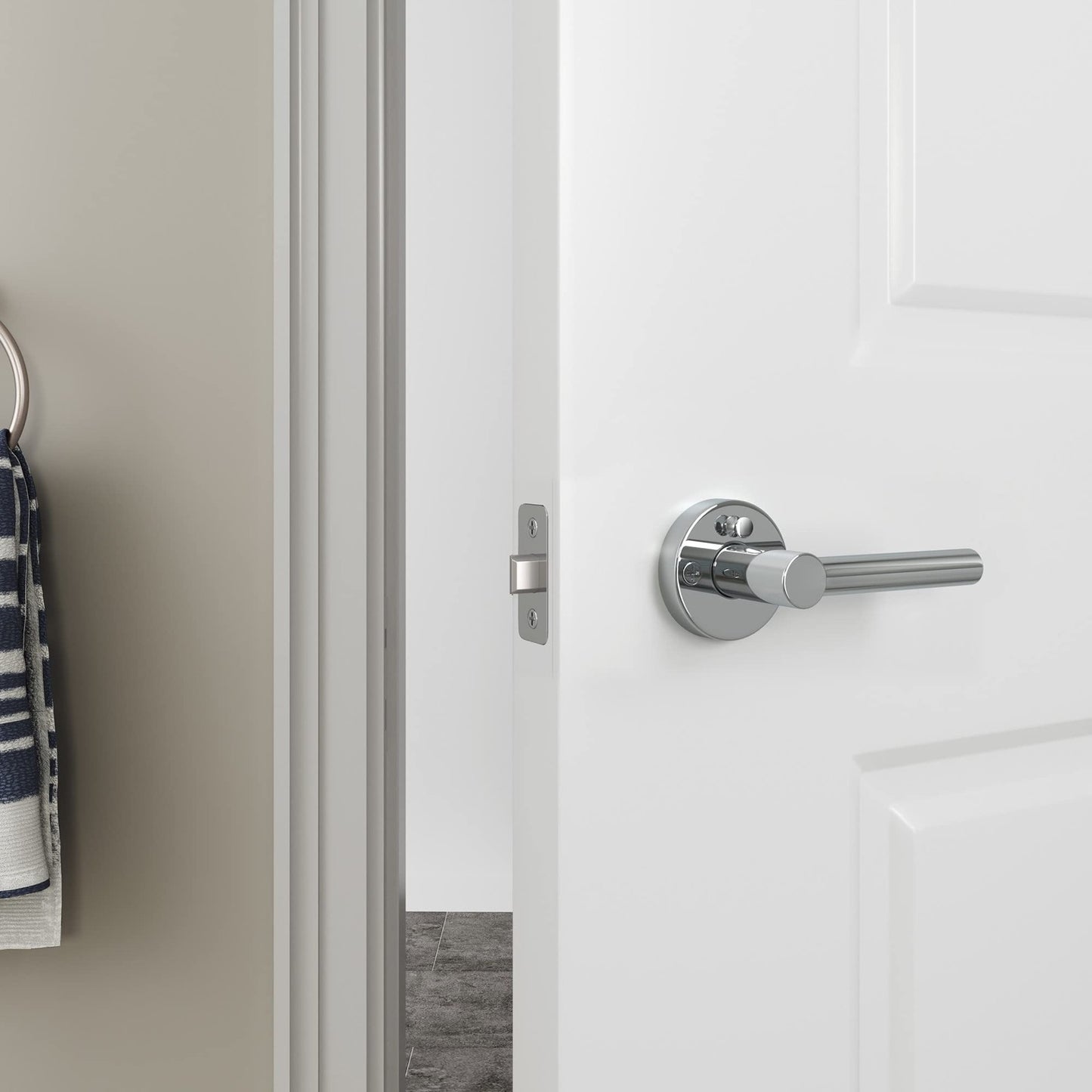 Miseno HLK2103CB Elkton Round Rod Privacy Door Lever Set - Satin Brass