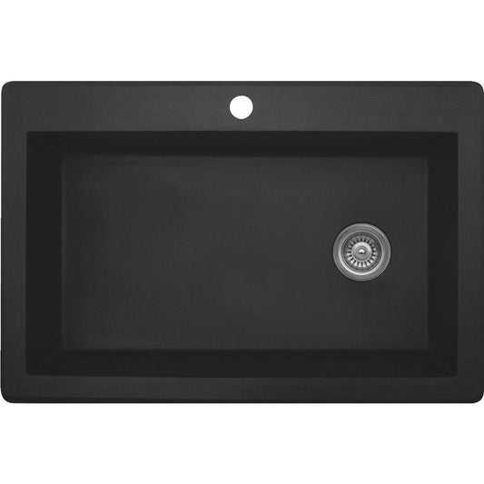 Karran QT-670 Drop-In Quartz Composite 33" 1-Hole Single Bowl Kitchen Sink Brown