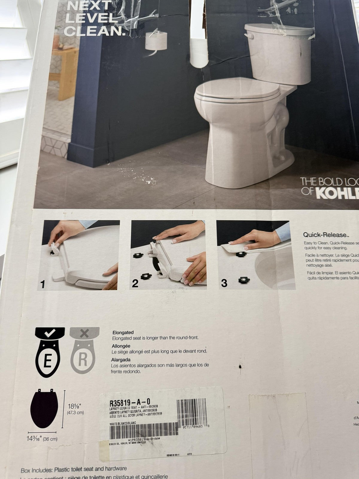 Kohler 1731394 Layne quiet close elongated toilet seat White