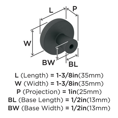 Amerock BP36857FB Destine Cabinet Knob Matte Black 1-3/8" Diameter
