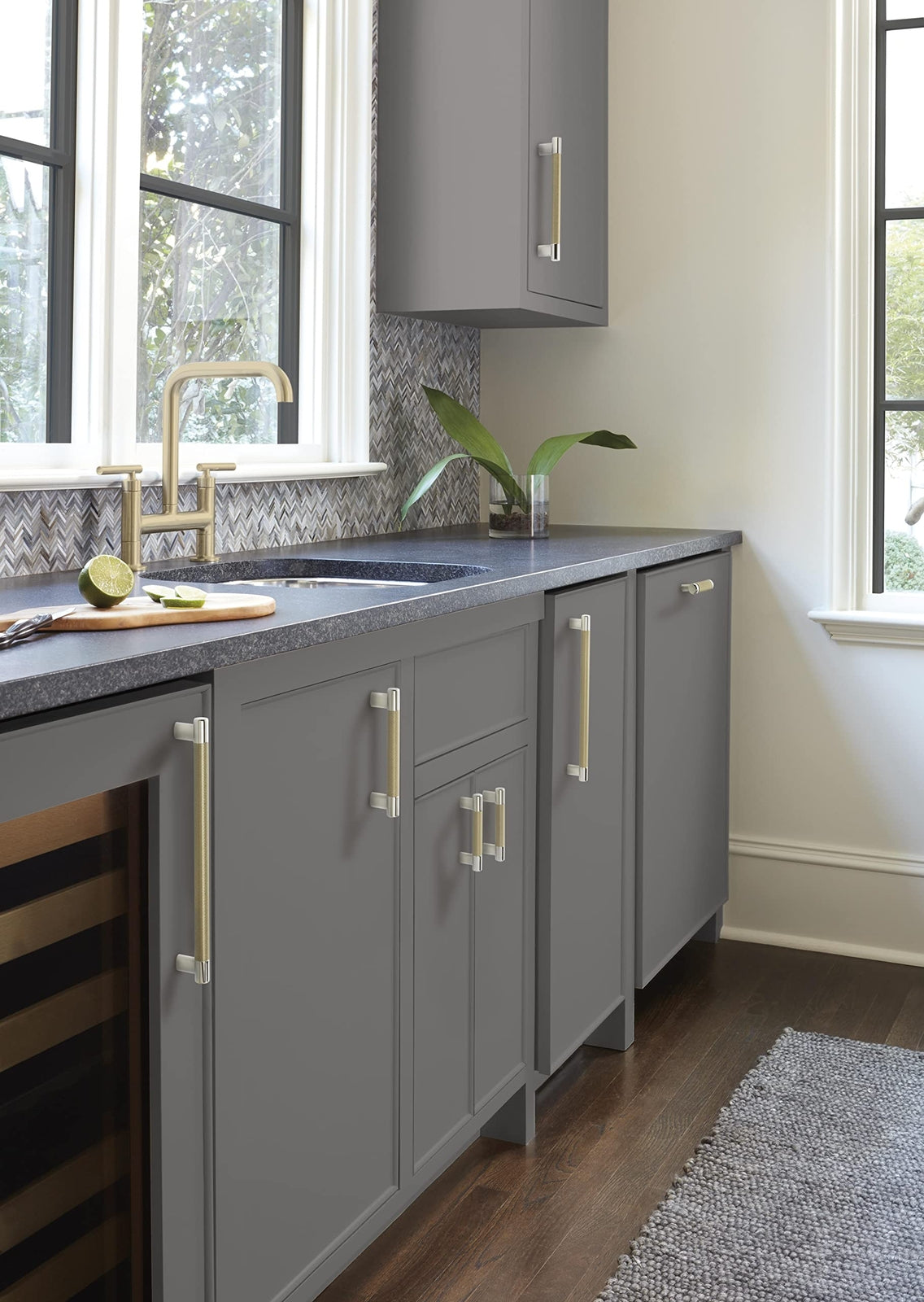 Amerock BP36557PNBBZ Cabinet Pull Polished Nickel/Golden Champagne 3-3/4" C2C