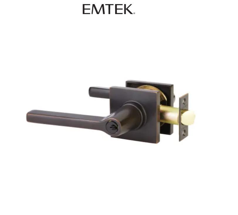 Emtek 5122HLOUS10BLH Helios LH Single Cylinder Keyed Entry Door Lever SQ RoseORB