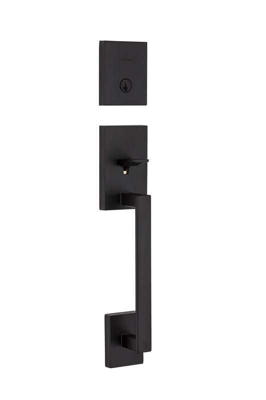 Kwikset San Clemente Front Door Lock Handle & Deadbolt Set Matte Black 818SCELIP