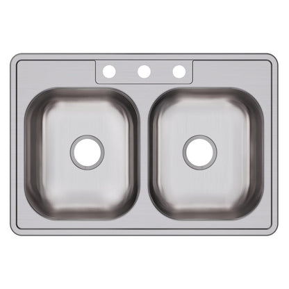 Dayton D233223 Equal Double Bowl Top Mount Stainless Steel Sink