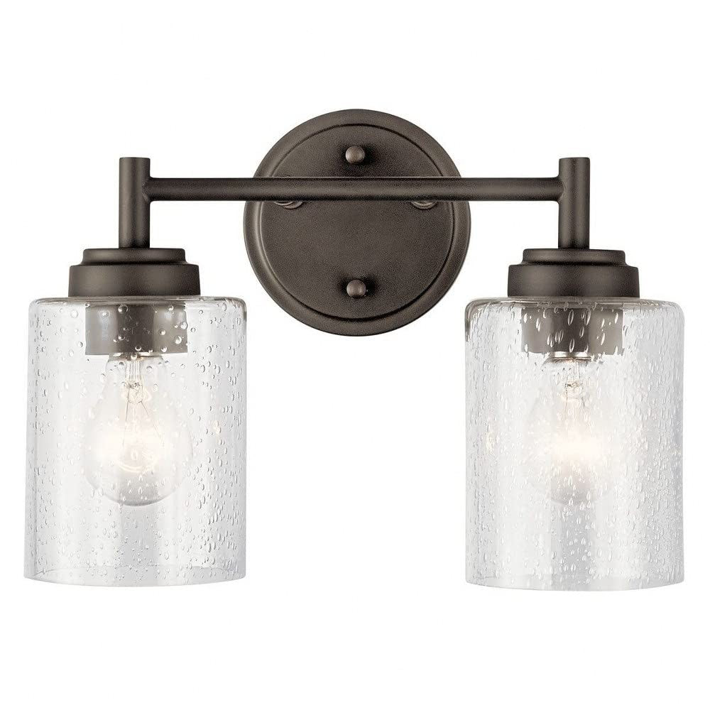 KICHLER 45885BK Winslow Vanity, 2-Light 150 Total Watts, Black, 12.75"