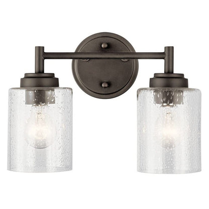 KICHLER 45885BK Winslow Vanity, 2-Light 150 Total Watts, Black, 12.75"