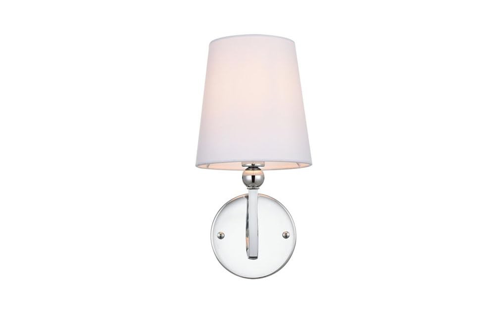 Living District LD7322W6CH Colson 1-Light Metal&Fabric Bath Sconce Chrome/White