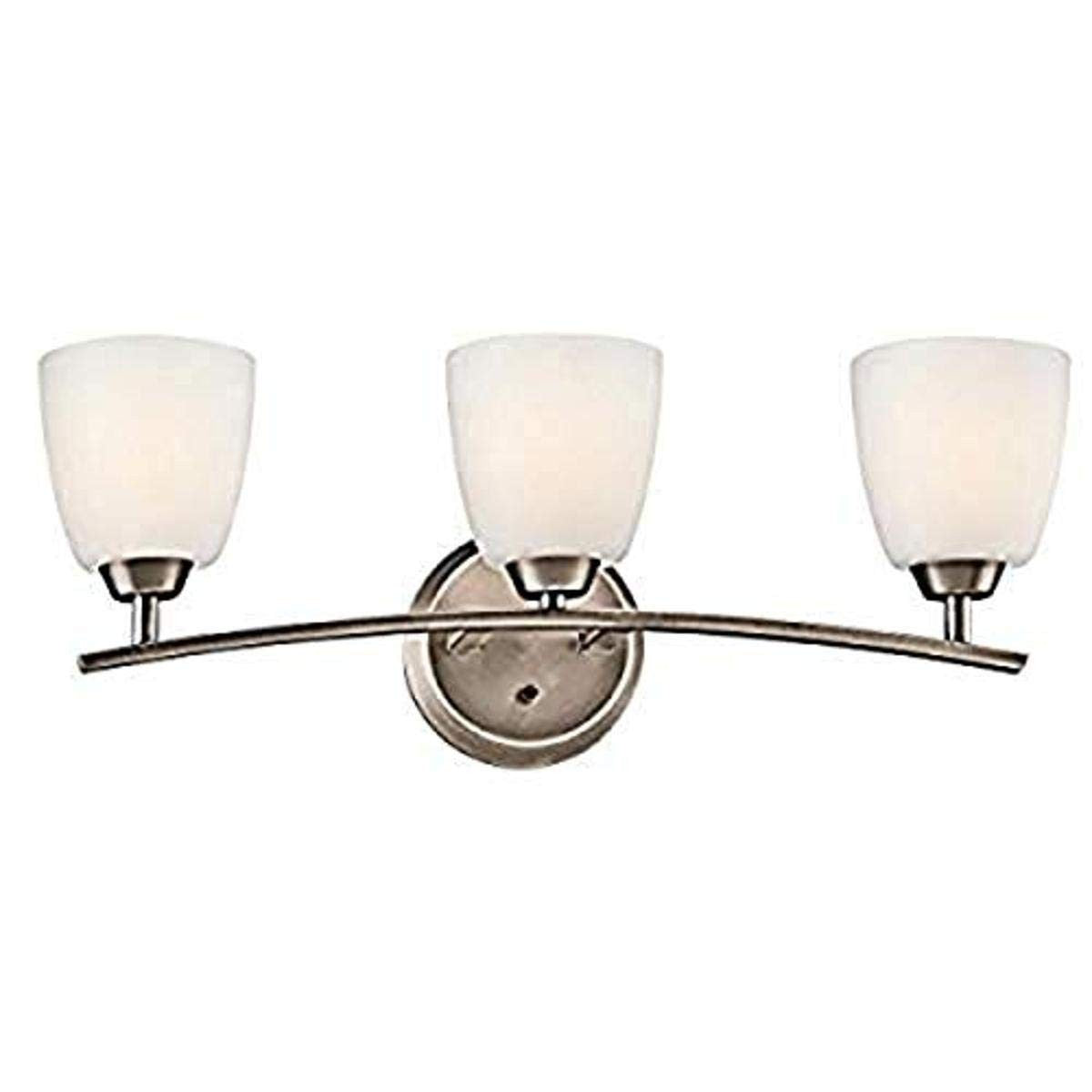 Kichler Granby 45360BPT Vanity Light Satin Etched Cased Opal Glass Br Pewter