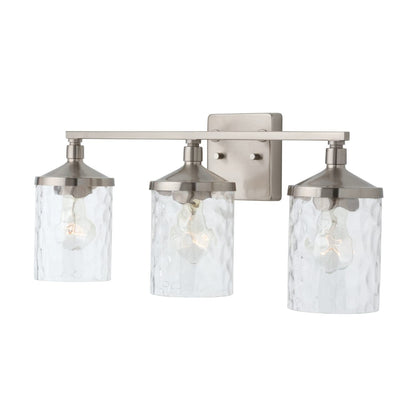 HomePlace Lighting 128831BN-451 Clear Water Glass Vanity Wall Light, 3-Light