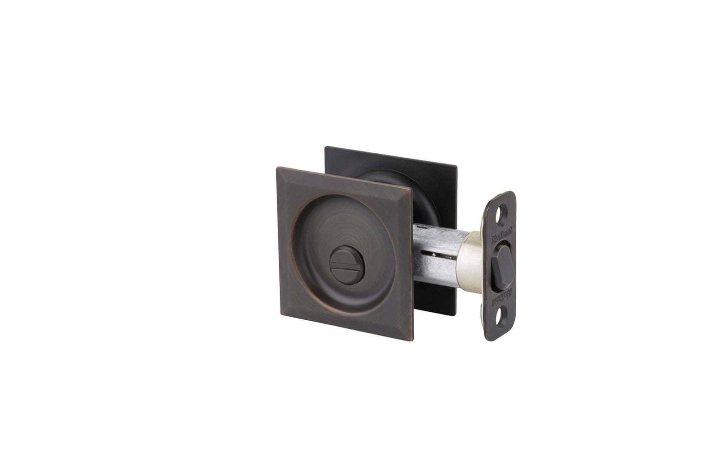 Kwikset 335SQT-514 Square Privacy Pocket Door Lock Iron Black Finish