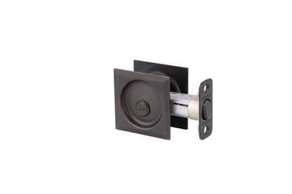 Kwikset 335SQT-514 Square Privacy Pocket Door Lock Iron Black Finish