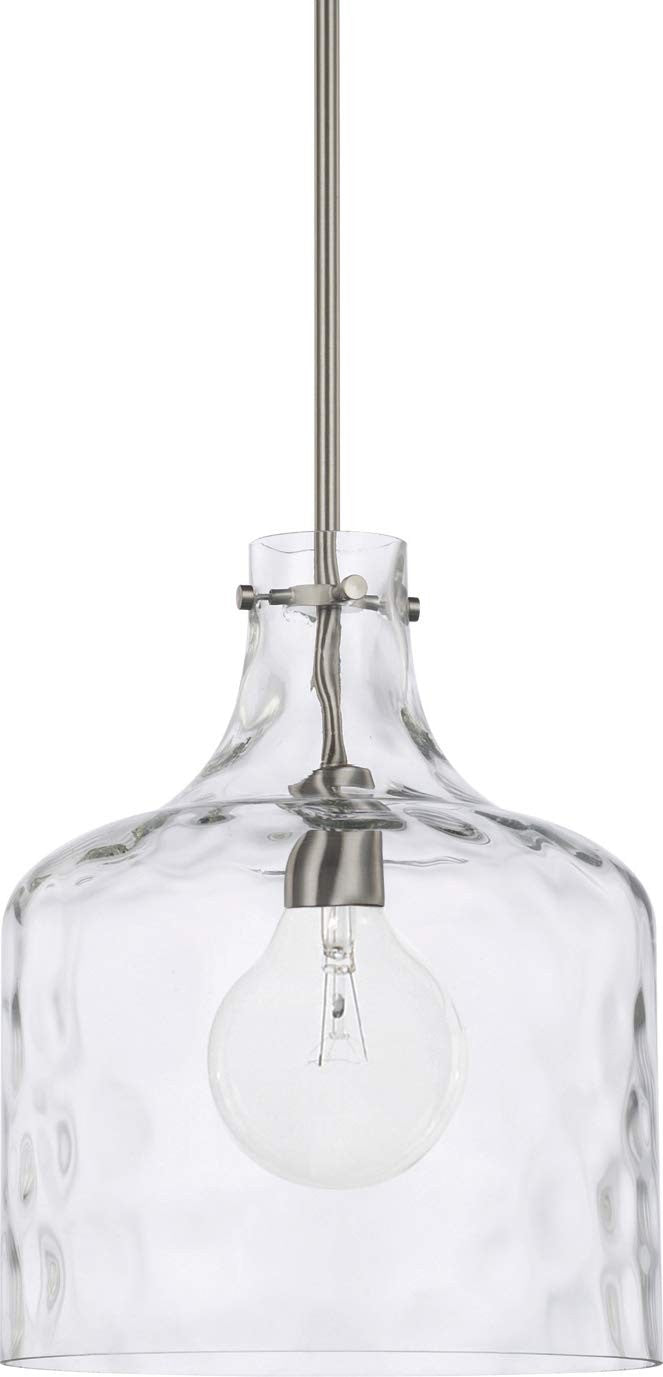 HomePlace Lighting 325717BN Crawford Clear Glass Jar Pendant Brushed Nickel