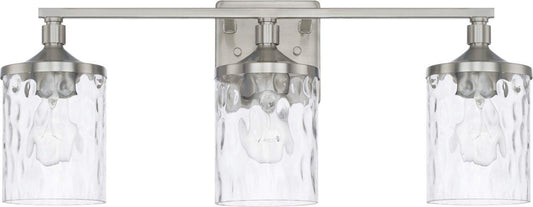 HomePlace Lighting 128831BN-451 Clear Water Glass Vanity Wall Light, 3-Light