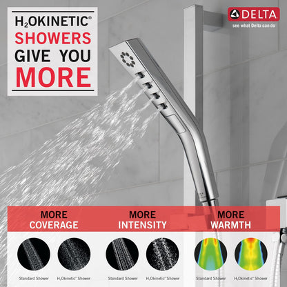 Delta 51799-PR 3-Spray H2Okinetic Slide Bar Hand Shower w/Hose Lumicoat Chrome