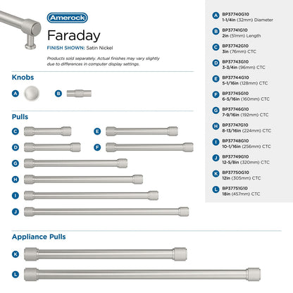 Amerock BP37746G10 7-9/16" Faraday Satin Nickel Drawer Pull
