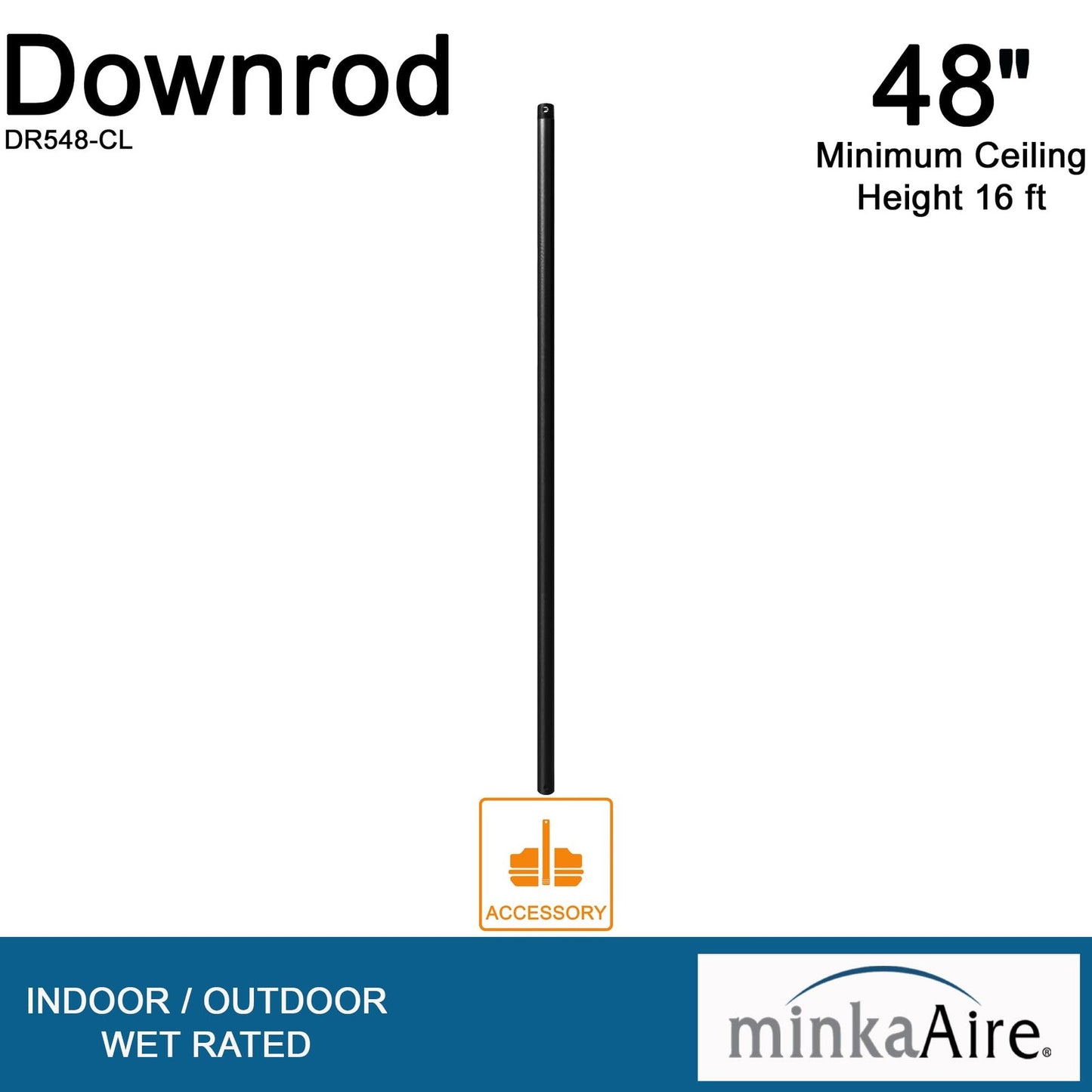 Minka-Aire 48 Inch Ceiling Fan Downrod - Coal - DR548-CL