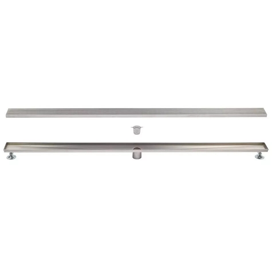Signature Hardware - Carmen 24"Polished Stainless Steel Rectangular Shower Drain