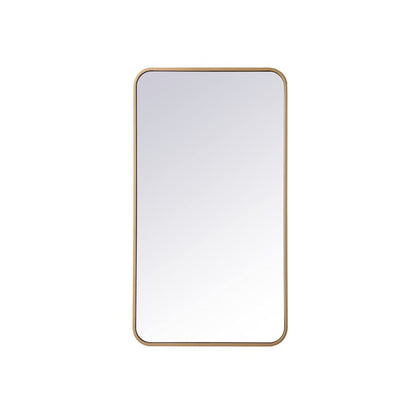 Elegant MR802036BR Evermore 20x36 Soft Corner Metal Rectangular Mirror in Brass