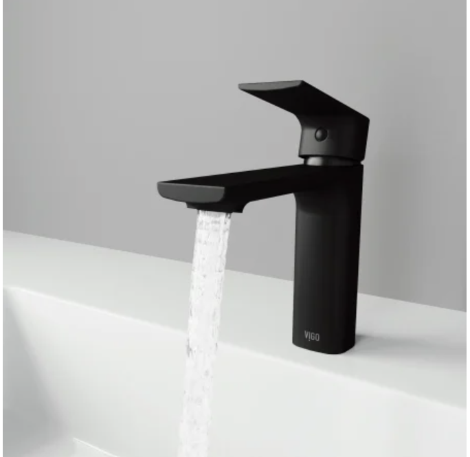 VIGO Matte Black 1 Hole Single Handle Bathroom Sink Faucet