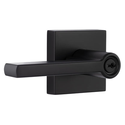 Miseno MLK2022 Lorton Flat Bar Keyed Entry Door Lever Set w/Deadbolt-Matte Black