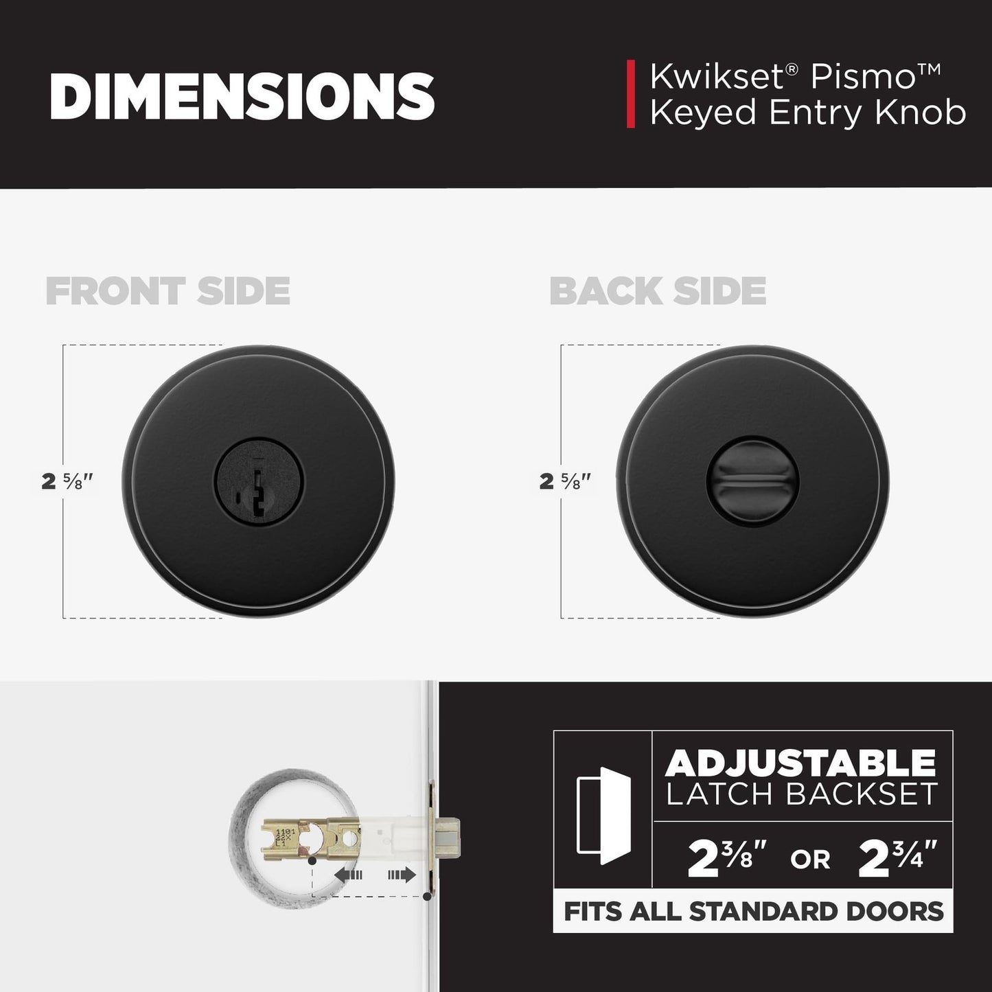Kwikset 97300-935 Pismo Privacy Door Knob with lock Matte Black