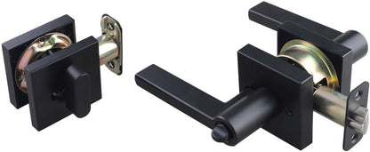 Miseno MLK2022 Lorton Flat Bar Keyed Entry Door Lever Set w/Deadbolt-Matte Black